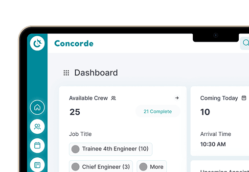 Centaim dashboard showing real-time crew availability monitoring on a Macbook Air